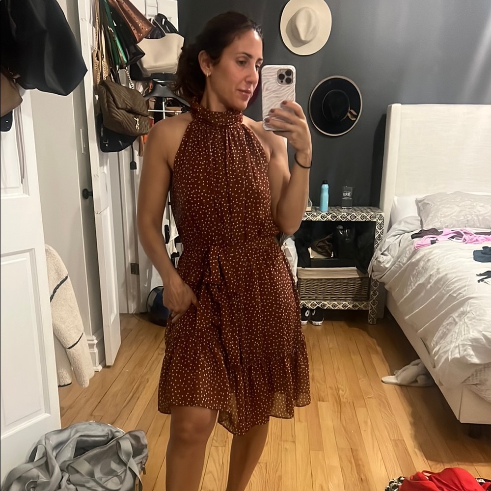 Just...Taylor Brown Sleeveless Halter Sundress